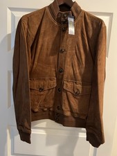 Polo Ralph Lauren Men  s Size Large Suede Leather Jacket With Plaid Trim - New 