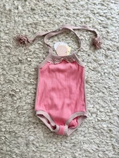 Dollcake Hot  Pink Body Playsuit Girls 6 Romper Ribbed Cotton New