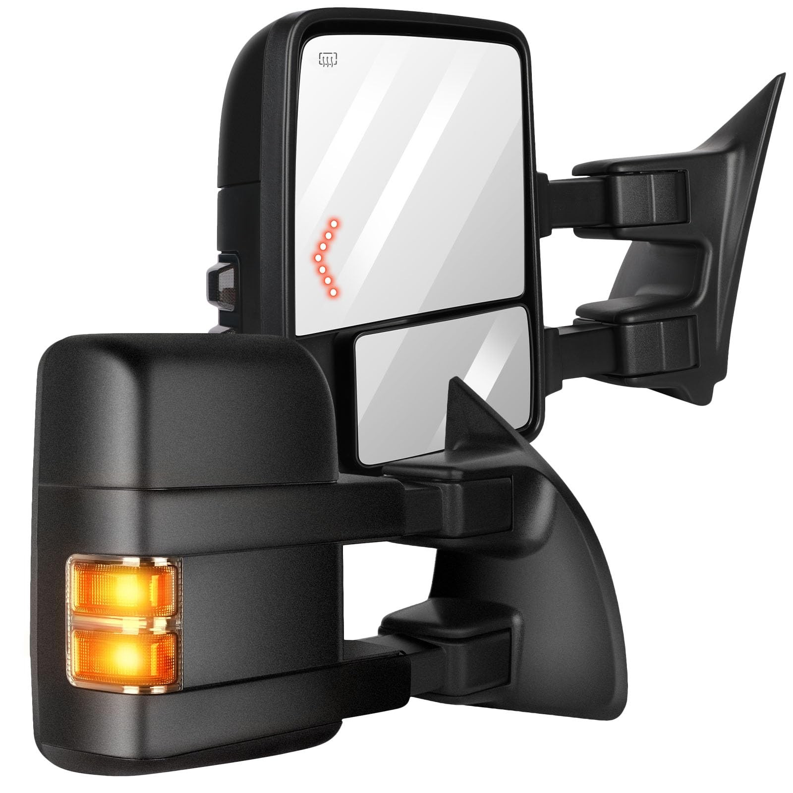 Tow Mirrors for Ford F250 F350 F450 F550 2008 2016 Heated LED Turn Signal Black