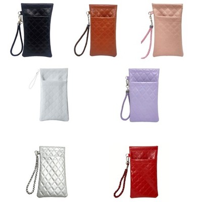Practical PU Leather Eyewear Pouches Two Slot Storage Scratch Prevention Travel