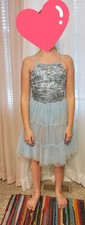 Weissman Ice Blue Sequin Lyrical Ballet Dance Costume Tiered Tulle Dress Set IC