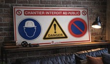 Authentique Panneau Chantier LACROIX Signalisation Danger Interdit