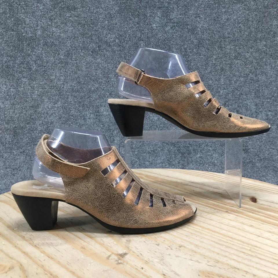 Sandalias Munro Americanas Para Mujer 11M Abby Slingback Dorado Punta abierta Informales Tacones Cono Foto 2 de 4