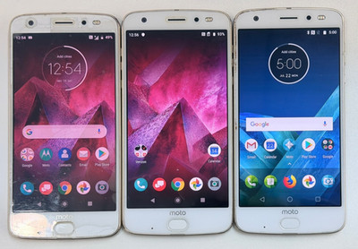 LOT OF 3 x UNLOCKED Verizon / AT&T Motorola XT1789 Z2 Force Smart Phones *READ