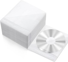 Harloon 200 Pcs Cd Sleeves DVD Envelopes Double Sided Refill Plastic White