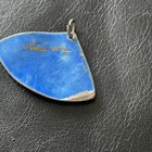 MCM Modernism Heinz Enamel Silver FACE Pendant Signed 1-1/2” VVG Teal Royal — photo 3