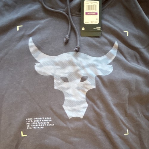 Under Armour Project Rock Men’s Pullover Hoodie Short Sleeve Terry Gray 2XL B&T