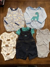 Lot Of 6 Assorted Size 3 Months Boy Baby clothes Overalls, Gowns, One Piece EUC