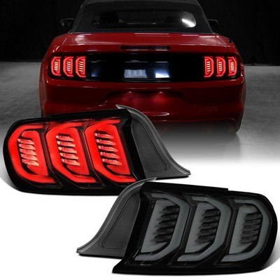 For 2015-2023 Ford Mustang Full LED Tail Lights Sequential Black Smoke Pair