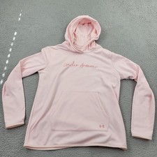 Under Armour Hoodie Womens Medium Performance Pink Pockets Pullover Long Sleeve