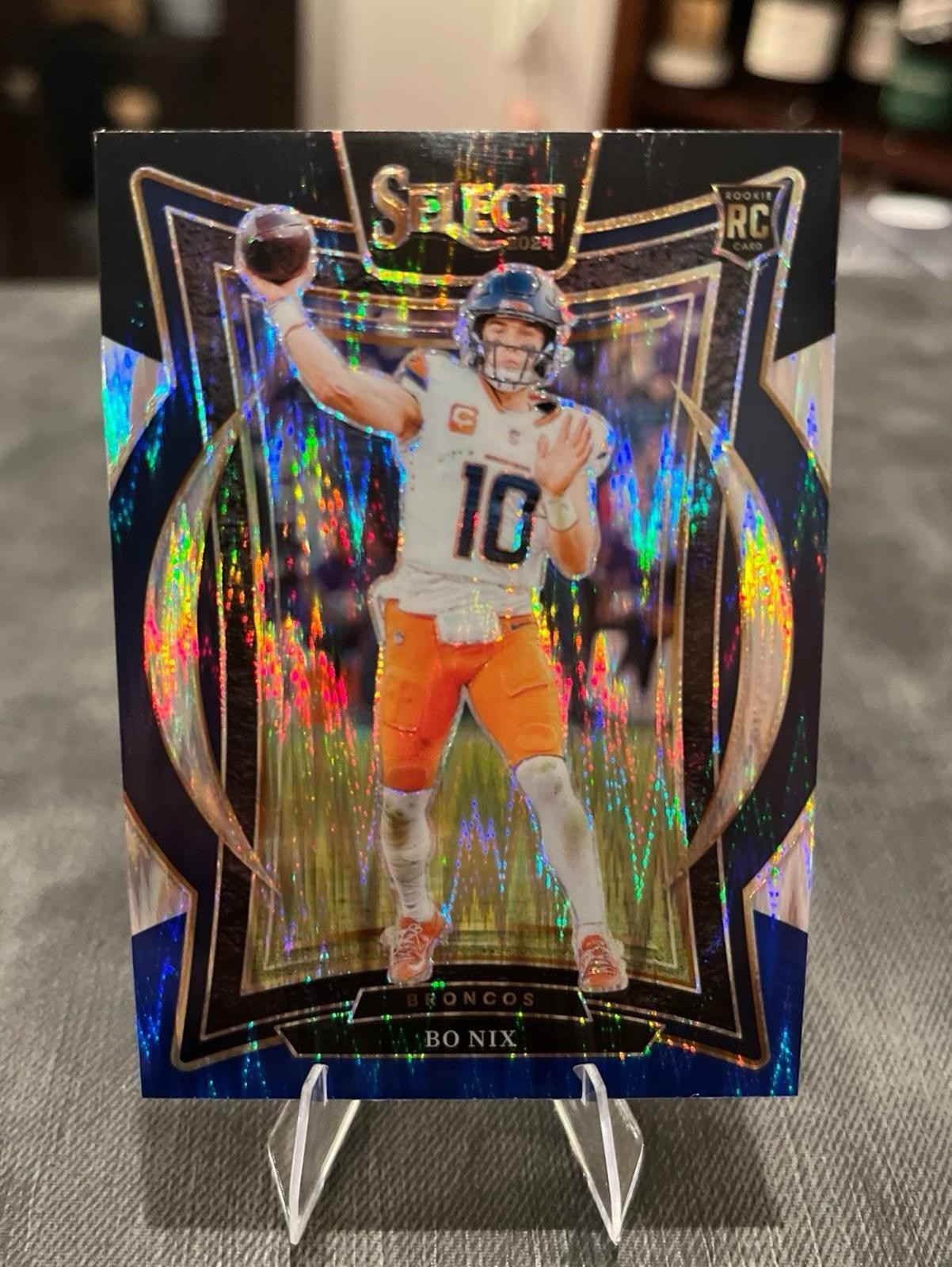 2024 Panini Select Rookie Bo Nix #30 Concourse Black & Blue Shock Prizm RC