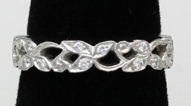 Philip Press Renaissance Platinum Eternity Ring 7.8 grams .18 ctw Diamond Size 6 - Image 3 of 4