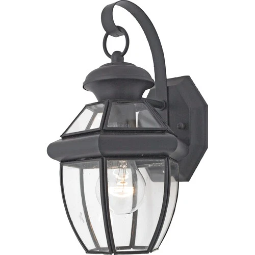 Quoizel NY8315 Black Newbury 1-Light 12"H Outdoor Wall Sconce With Clear Glass - Picture 1 of 7