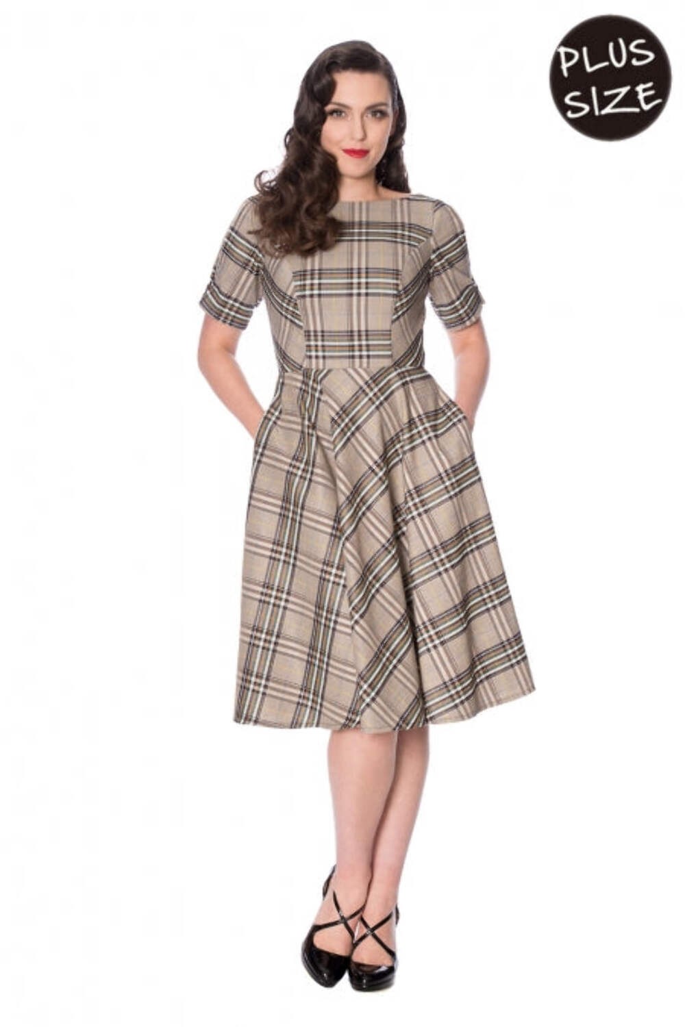 Banned Apparel - Cutie Check Fit And Flare Dress Plus Size