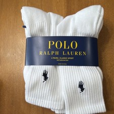 Polo Ralph Lauren Mens - 6 Pair Crew Socks Classic Sport Cushioned 6-12.5 White