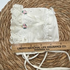 NEW Vintage Baby Girls White with Lace Bonnet See Measurement