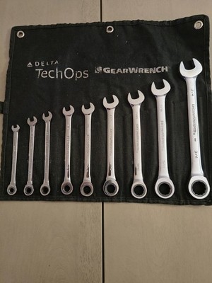 GearWrench 9 Pc. 12Pt. SAE Combo Ratcheting Wrench Set 85100DELTA
