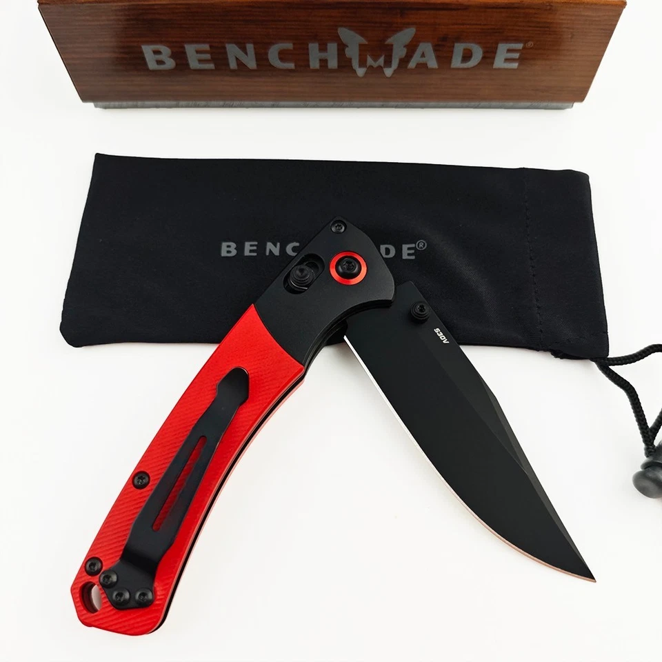Benchmade 15085 Mini Curved River Red Handle Black CPM-S30V AXIS® Pocketknife - Image 4 of 4