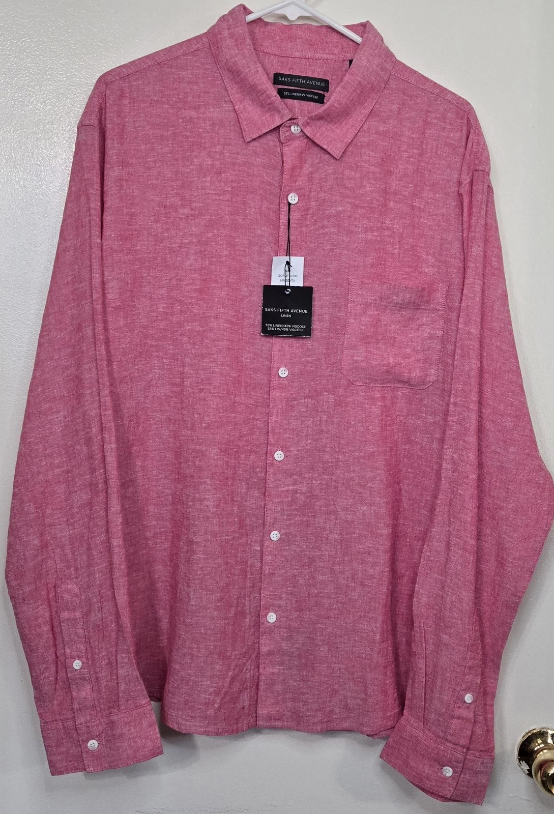 Saks Fifth Avenue Men’s XXL Button Up Shirt Linen Viscose Blend New W/Tag NWT