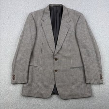Ermenegildo Zegna Blazer Mens 44 Gray Plaid Houndstooth Wool Cashmere Sport Coat