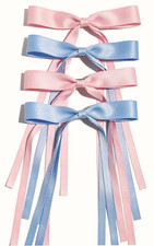 Hair Clips with Tassels and Bowknots - 4Pcs Long Barrettes with Ribbon Bows for