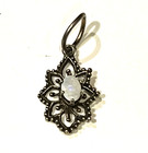 925 STERLING SILVER Charm pendant estate 1.6g Natural Oval Opal Gemstone filigre — photo 1