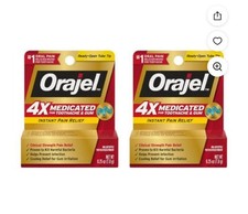 2 PACK Orajel 4X Medicated Instant Pain Relief .25oz Toothache Gum Relief GEL