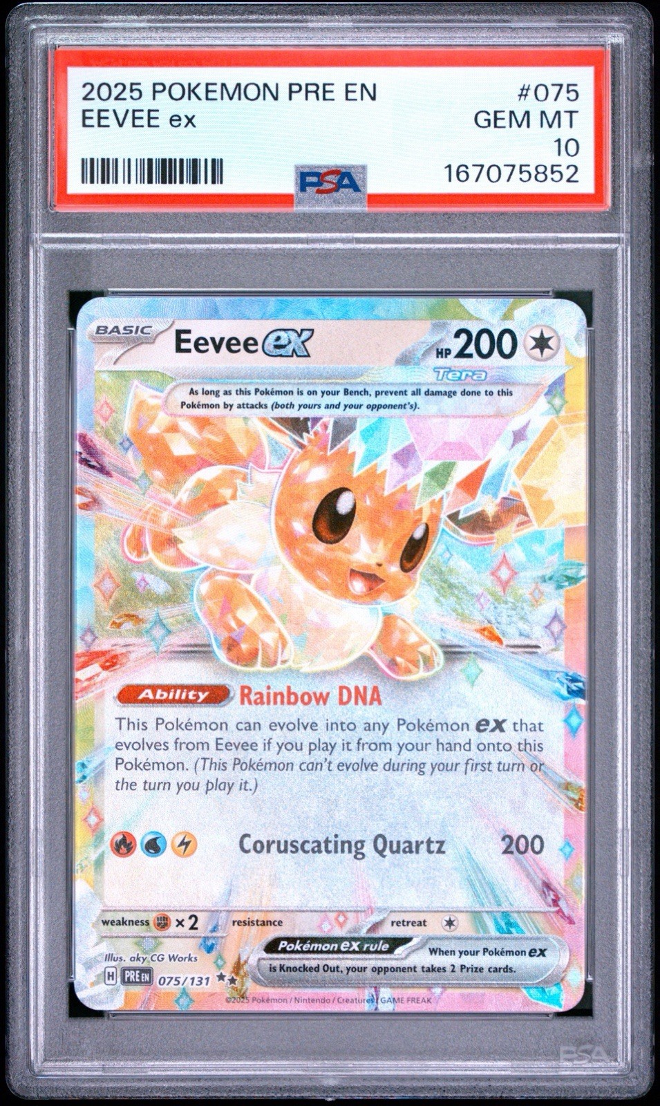 2025 POKEMON PRE EN-PRISMATIC EVOLUTIONS #075 EEVEE EX PSA 10