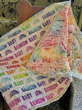 Handmade Rainbow Baby Quilt 36x44 Soft Minky Backing Crib Nursery Baby Blanket