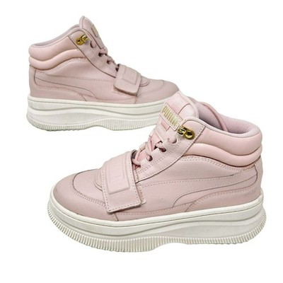 PUMA Deva Mid Strap Pink Leather Sneakers Women s 7 Platform Shoes