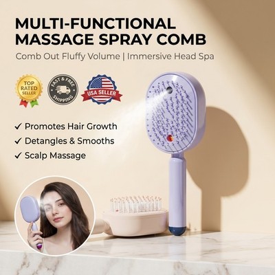 2026 New 3/1 Electric Spray Hair Brush Anti Frizz Scalp Massage Detangling Comb