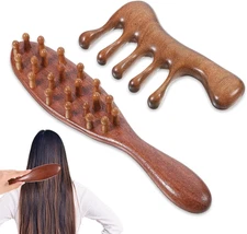 2Pcs Wooden Scalp Massager Comb Loc Comb for Sisterlocks Loc Brush