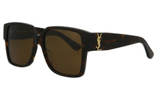 YSL New SAINT LAURENT 55mm Shiny Dark Havana Square Sunglasses SL M9N 55 16 140