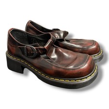 Vtg 90s Dr. Martens Chunky Burgundy T-Strap Mary Janes AirWair HTF 7