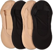 MeMoi 3-Pairs Women's Cushioned Fine Edge No-Show Sock Liner Nude-Black One Size