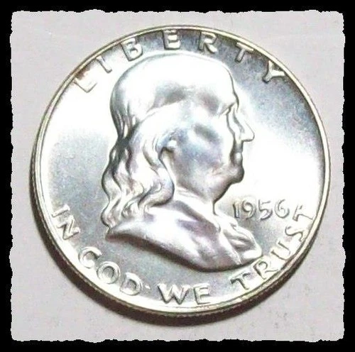 1956 FRANKLIN HALF DOLLAR  Blast White Lustrous Very CHOICE BU #26D67  SILVER
