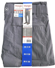 NWT Wrangler Men's Tech Cargo Water Repellant Pant Regular Fit Size 36X30 Gray