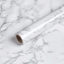 Marble Contact Paper 15.7" x 118" White Grey Wallpaper Peel and Stick Glossy ...