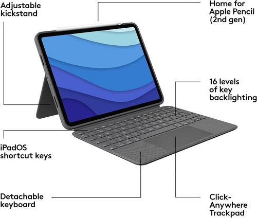 Logitech Combo Touch iPad Pro 11-inch(1st, 2nd, 3rd, 4th gen - 2018, 2020, 2021, - Bild 6 von 10