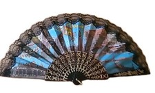 Folding Hand Fan With Lace, Cloth  Plastic - Venizia Scene