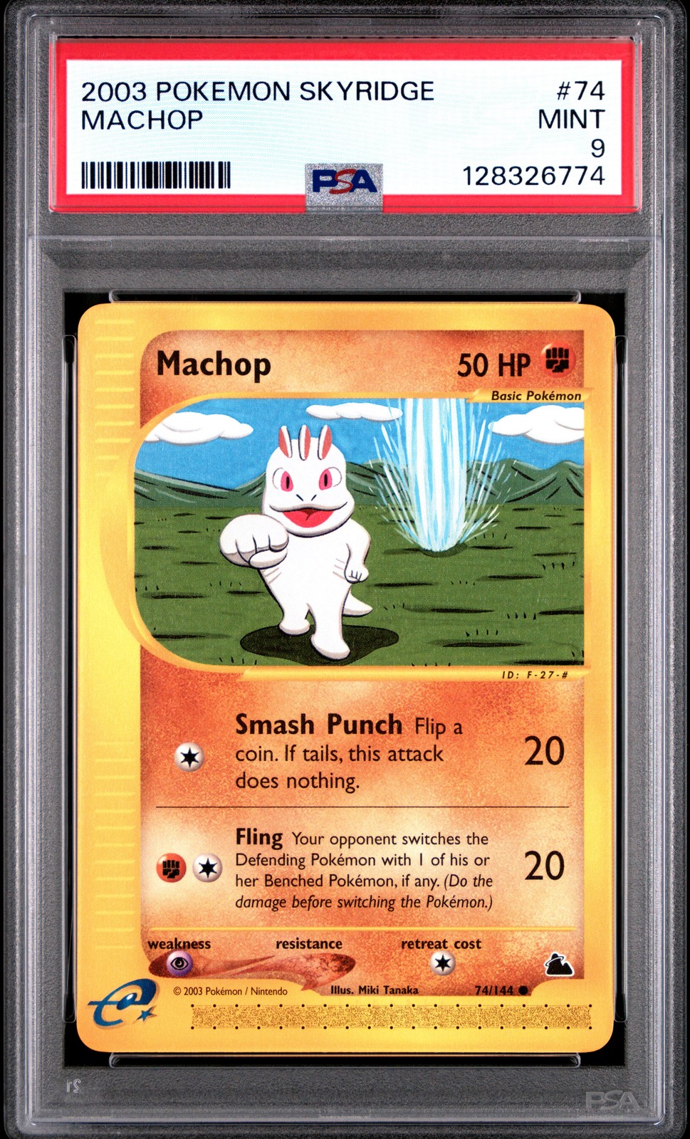 2003 POKEMON SKYRIDGE #74 MACHOP PSA 9