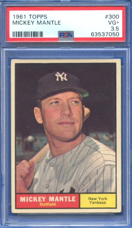 1961 Topps #300 Mickey Mantle NY Yankees HOF Great PSA 3.5  Centered, High-End