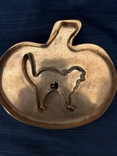 Michael Bonne Copper Cookie Cutter Pumpkin With Cat Halloween RARE