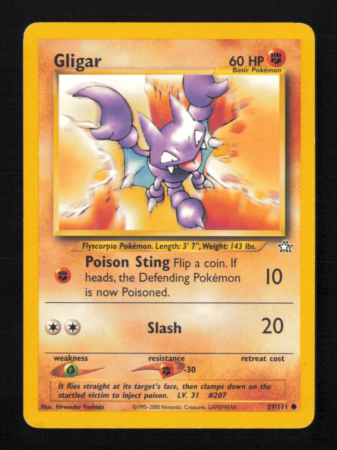 Gligar 59/111 Common Neo Genesis Pokemon Unlimited HP