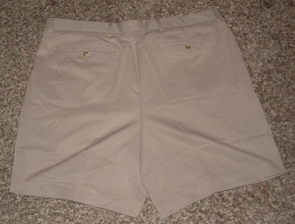 NEW NWT Big Men Sz 46 Tan Pleated Front DryTec Luxe UPF 50+ Shorts CUTTER & BUCK - Image 3 of 4
