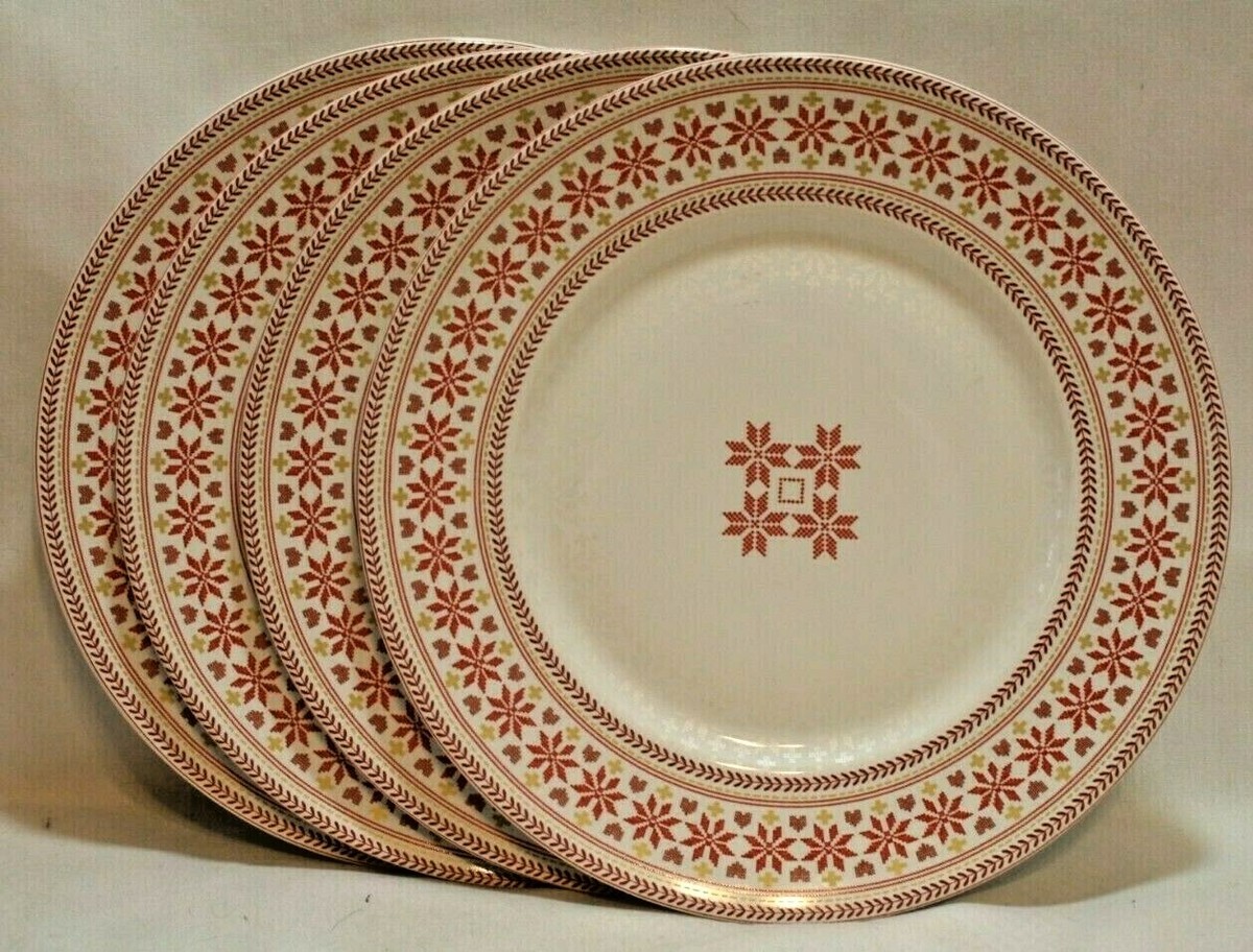222 Fifth Deerly Loved Christmas Holiday Porcelain Dinner Plates - Main Image