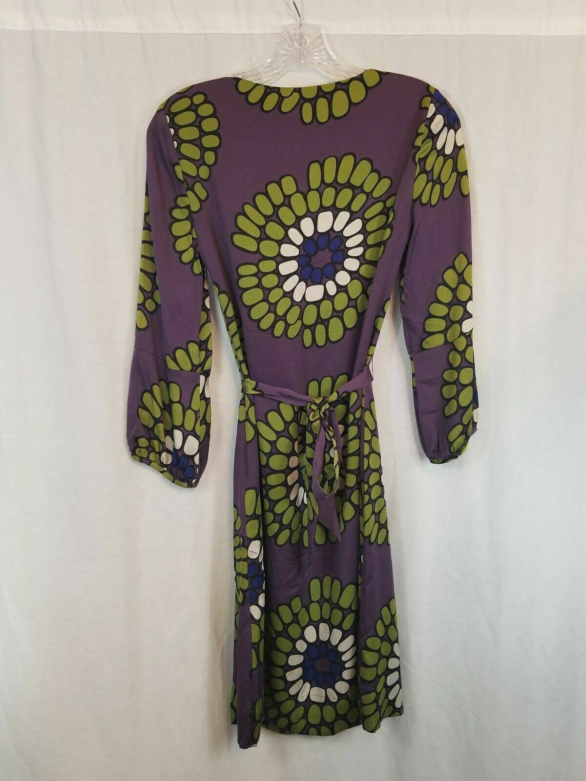 Boden Purple Green Floral Silk Dress 2 Belt - image 2