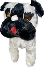 Vtg White Bulldog Dog Animal Playland A  L Novelty Stuffed Plush Gold Collar