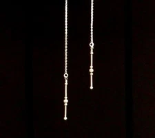 *IAJ* 925 STERLING SILVER LINEAR DROP DANGLE Ear Threads Threader Earrings