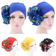 Muslim Women Hijab Turban Flower Hat Indian Headscarf Wrap Hair Loss Chemo Caps